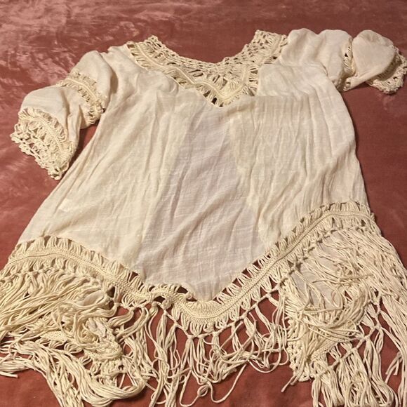 Boho Chic Crotchet Fringe Cover up Large Festival Attite - Picture 9 of 9